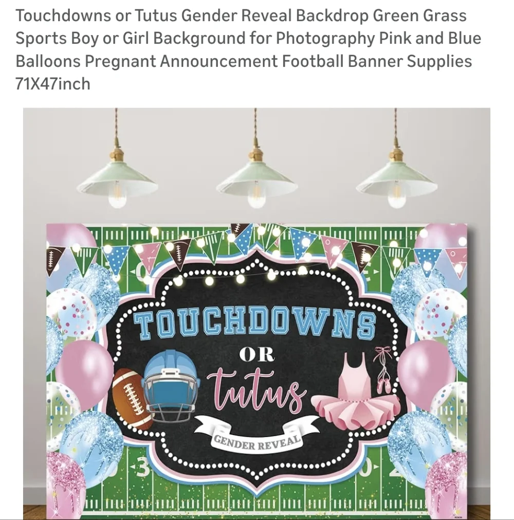 Touchdowns or Tutus Gender Reveal Banner